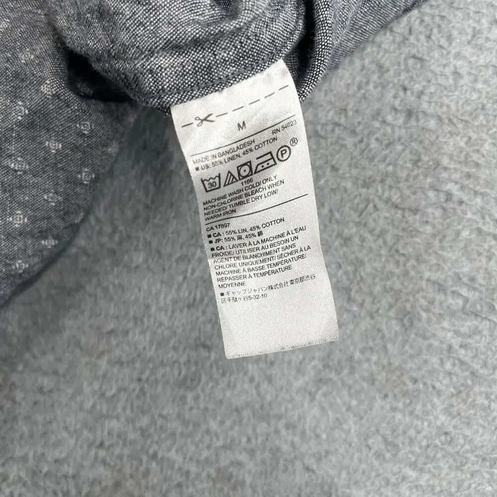 Banana Republic Linen Slim Fit Shirt Gray Casual Button Up Short Sleeve Mens M